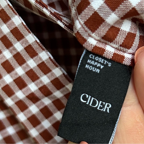 Cider Brown Gingham Plunge V-Neck One Piece Wide Leg Pantsuit Jumpsuit Size XL - Picture 16 of 16